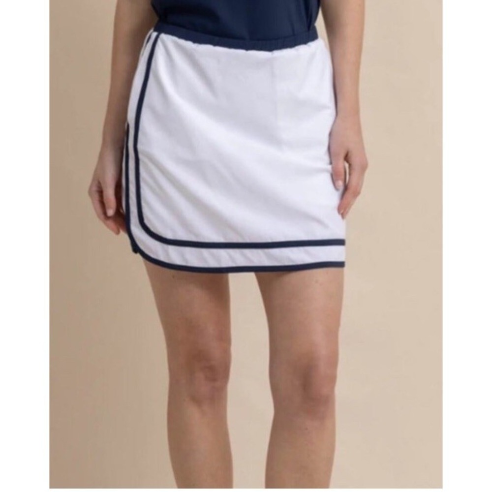 Southern Tide Elaina Golf Skort Women's Small White Navy Performance NWT